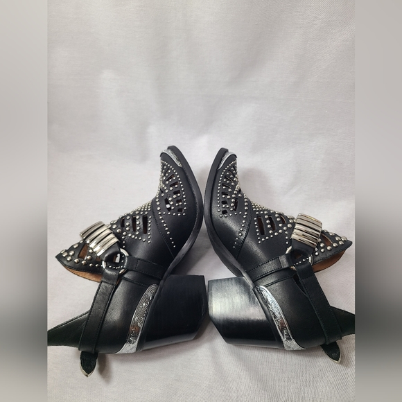 Jeffrey Campbell Calhoun Ankle Boot Black Silver Metal Studded Leather Sz 6 - Picture 7 of 11